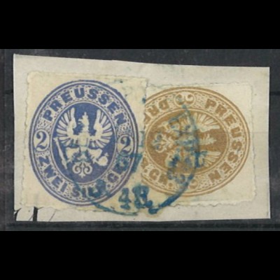 Altdeutschland Preußen Briefstück MiF MiNr. 17 + 18 + K1 BERLIN P.E.23 KBHW 487b