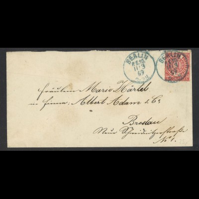 Altdeutschland NDP 1869 Brief EF MiNr. 4 + K1 Berlin P.E.10 KBHW 348a