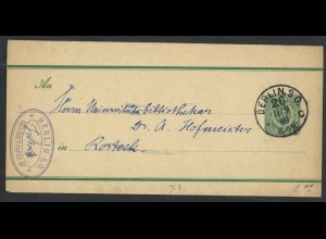 Deutsches Reich 1889 Ganzsache Streifband 3 Pf. S6 + K1 BERLIN S.O. 26 KBHW 522