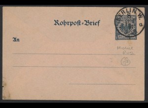 Deutsches Reich 1891 Rohrpost-Brief 30 Pf. + K1 BERLIN N.W. 8 KBHW 326