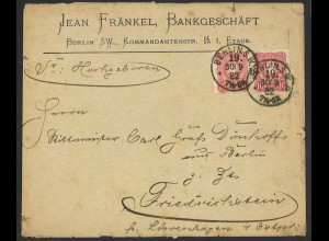 Deutsches Reich 1882 Brief MeF 10 PF + K1 BERLIN S.W. 19 KBHW 458 Friedrichstein