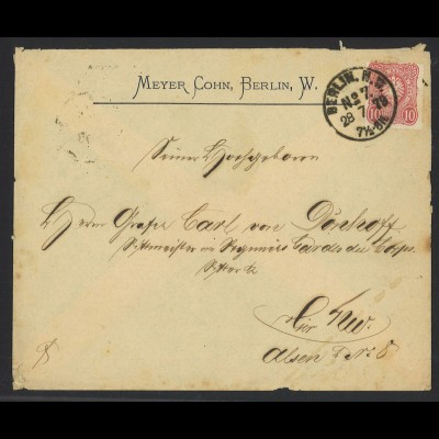 Deutsches Reich 1879 Brief EF 10 PF + K1 BERLIN N.W. No 7 KBHW 303 Ortsbrief