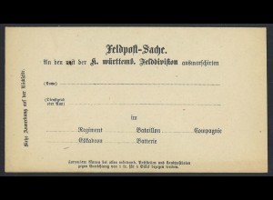 Württemberg 1870 / 1871 Brief "Feldpost-Sache" ungebraucht Deutsch-Franz. Krieg