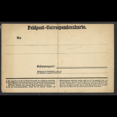 Norddeutscher Postbezirk Feldpost Correspondenz-Karte ungebraucht Frech Nr. 2 II