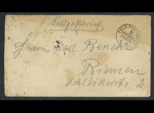 Norddeutscher Postbezirk 1870/71 Feldpost Brief 2. Landwehr Division n. Bremen