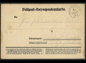 NDP 1870 Feldpost Correspondenz-Karte 12. Armee Corps n. Radeberg b. Dresden