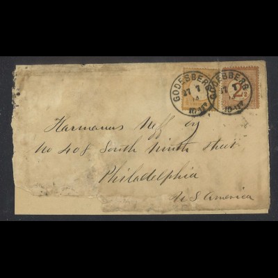 Deutsches Reich 1874 Brief MiF MiNr 18 + 29 Bad Godesberg n. Philadelphia USA