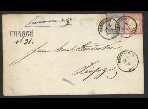 Deutsches Reich 1874 Chargé Brief MiF MiNr 4 + 5 Oestrich n Leipzig Einschreiben