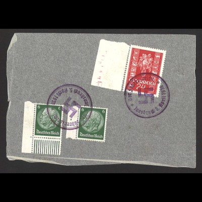 Deutsches Reich 1938 Briefvorderseite MiF Österreich Innsbruck SoSt. 