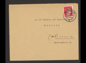 Deutsches Reich 1944 Brief EF DR 12 Pf. Danzig nach Prag