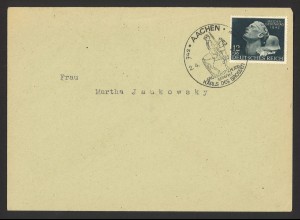 Deutsches Reich 1942 Brief MiNr 812 Heldengedenktag + SoSt Aachen Karl der Große