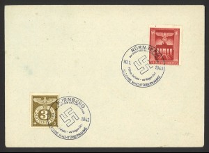 Deutsches Reich 1943 Brief MiF MiNr. 829 + 830 Nürnberg Propaganda Sonderstempel