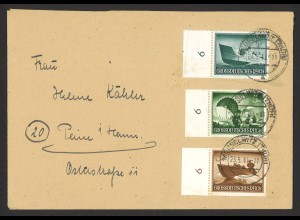 Deutsches Reich 1944 Brief MiF MiNr. 873, 875 + 881 je Bogenrand links (Nr. 6)