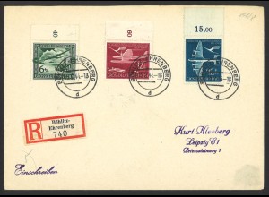 Deutsches Reich 1944 R-Brief MiF MiNr. 866-868 + Bogenrand Böhlitz-Ehrenberg 