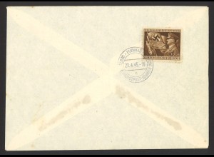 Deutsches Reich 1945 Brief EF MiNr 865 Budweis Deutsche Dienstpost Böhmen Mähren