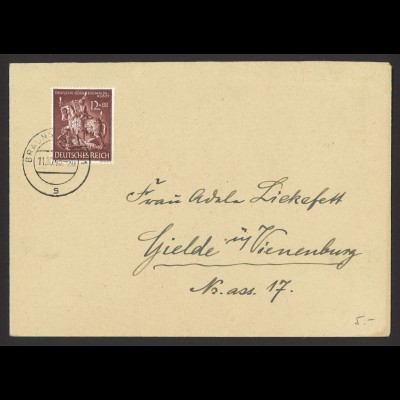 Deutsches Reich 1944 Brief EF MiNr. 861 Braunschweig nach Gielde