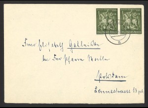 Deutsches Reich 1943 Brief MeF MiNr. 860 waager. Paar n. Potsdam