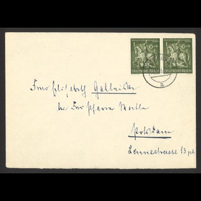 Deutsches Reich 1943 Brief MeF MiNr. 860 waager. Paar n. Potsdam