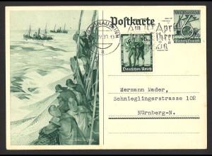 Deutsches Reich 1938 Ganzsachen-Postkarte P 266 + ZuF MiNr. 660 Braunau WerbeSt