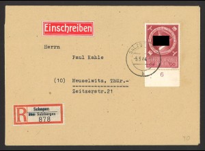 Deutsches Reich 1944 Einschreiben Brief EF MiNr 887 Salzbergen n. Meuselwitz