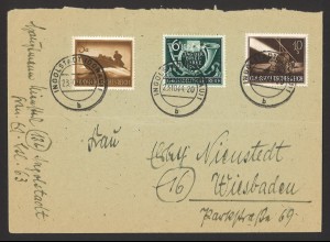Deutsches Reich 1944 Brief MiF MiNr. 873, 878 + 904 Ingolstadt n. Wiesbaden