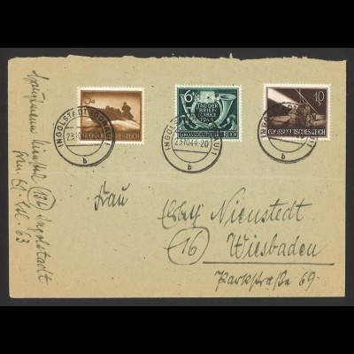 Deutsches Reich 1944 Brief MiF MiNr. 873, 878 + 904 Ingolstadt n. Wiesbaden
