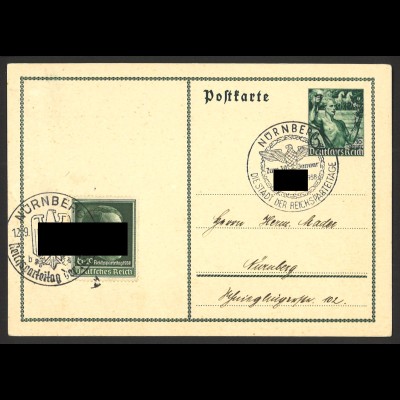 Deutsches Reich 1938 Ganzsachen-Postkarte P 567 + ZuF + SoSt Nürnberg