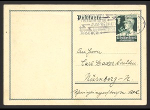 Deutsches Reich 1935 Ganzsachen-Postkarte P 253 + WerbeSt Telegramme Nürnberg