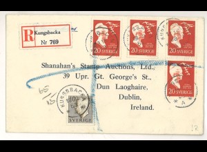 Schweden 1958 Auslandsbrief Kungsbacka Einschreiben Irland ex Shanahan SH3000029