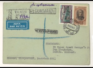 Russland / Sowjetunion 1958 Vilnius Brief Einschreiben Luftpost Irland SH3000166