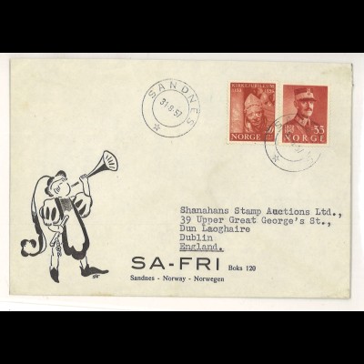 Norwegen 1957 Sandnes Auslandsbrief > Irland ex Shanahan SH3000252