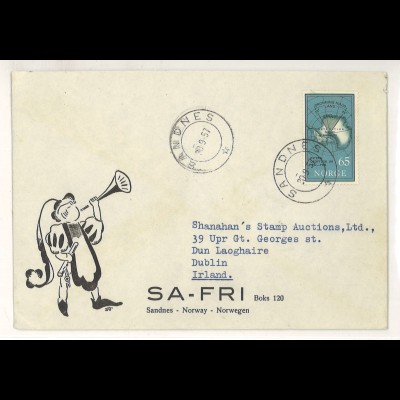 Norwegen 1957 Sandnes Auslandsbrief > Irland ex Shanahan SH3000253