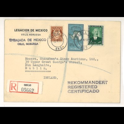 Norwegen 1959 Oslo Auslandsbrief Einschreiben > Irland ex Shanahan SH3000259