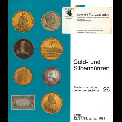 MÜNZEN: Schweizerischer Bankverein, Auktion 26, Basel 22.-24.1.1991