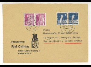 Berlin 1957 Auslandsbrief MiF MiNr. 141 + 145 > Irland ex Shanahan SH3000354