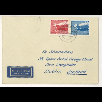 DDR Coswig 1958 Brief Luftpost MiNr. 655 + 656 > Irland ex Shanahan SH3000390