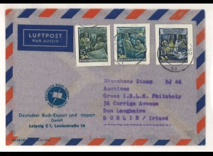 DDR Leipzig Luftpost Brief MiF ex MiNr. 485/487 B > Irland ex Shanahan SH3000401