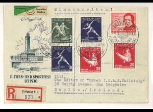 DDR Leipzig 1956 Auslandsbrief Einschreiben FDC > Irland ex Shanahan SH3000408