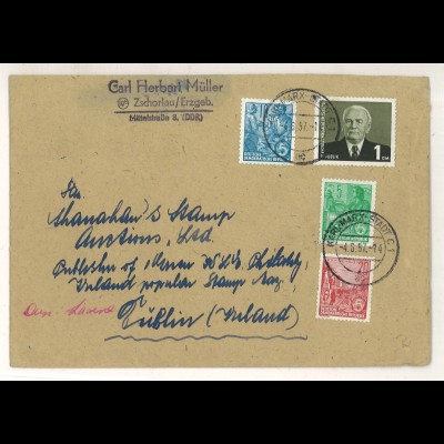 DDR Karl Marx Stadt 1957 Auslandsbrief > Irland ex Shanahan SH3000409