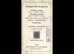 FINNLAND / RUSSLAND etc. - Preisliste Ruben 1912