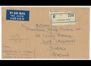 Indien Cuttack 1957 Auslandsbrief Luftpost > Irland ex Shanahan SH3000645