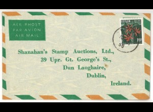 Ceylon 1958 Auslandsbrief Luftpost > Irland ex Shanahan SH3000648