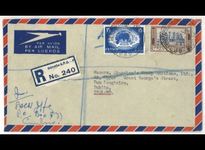 Ceylon 1957 Auslandsbrief Luftpost > Irland ex Shanahan SH3000650