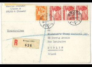 Schweiz Brugg 1956 Auslandsbrief Einschreiben > Irland ex Shanahan SH3000717