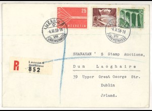 Schweiz Luzern 1958 Auslandsbrief Einschreiben > Irland ex Shanahan SH3000727
