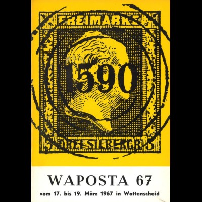 WAPOSTA 67, Postwertzeichen-Ausstellung, Wattenscheidt 1967.