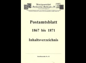 Postamtsblatt 1867 bis 1871 - Inhaltsverzeichnis.