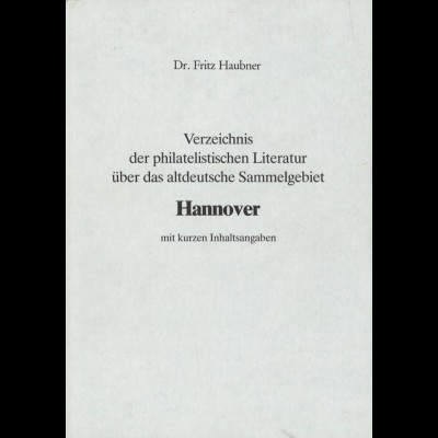 HANNOVER: Verzeichnis der philatelistischen Literatur / HABRIA 2000