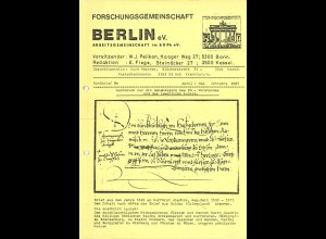 Rundbriefe der Forschungsgemeinschaft Berlin e.V., 1978/1987.