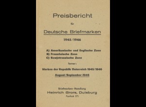 Preisbericht für Deutsche Briefmarken 1945/1946